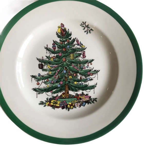 Vintage Spode England Christmas Tree Salad Dessert Plates LNC - Picture 2 of 11